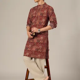DENNISON Men Ethnic Motifs Printed Block Print Kurta-image-45