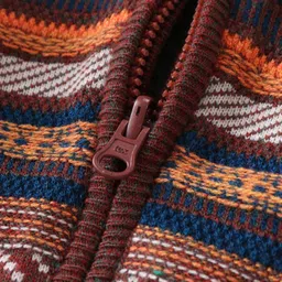 Yellow Apple Knitted Full Sleeves Hooded Sweatshirt with Aztec Design - Brown image 4