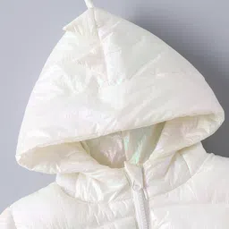 Kookie Kids Full Sleeves Padded Hoodies with Kangaroo Pockets - White image 5