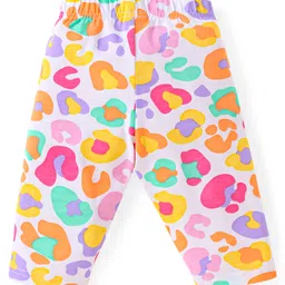 Babyhug Cotton Lycra Three Fourth Leggings With Polka Dot Pack Of 3 - Pink White & Orange image 5