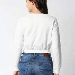 Pepe Jeans White Printed Crop Sweatshirt image 2