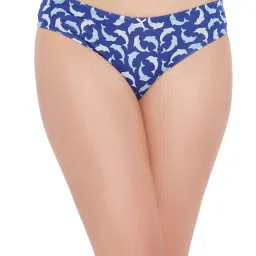 Clovia Blue & White Cotton Printed Thong - Pack Of 3 image 2