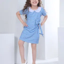 Peppermint Kids Blue Striped Dress-image-39
