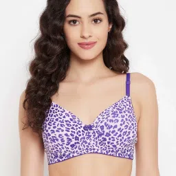 Clovia Violet Printed Wireless Padded T-Shirt Bra image 1