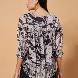 Marigold Lane White & Black Printed Top image 2