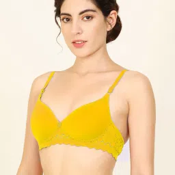AROUSY Maroon & Yellow Cotton Self Pattern T-Shirt Bra - Pack Of 2 image 2