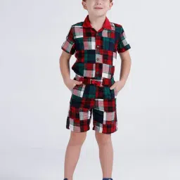 Kate & Oscar Boys Red Cotton Checks Shorts image 4