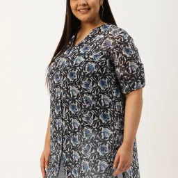 theRebelinme Blue & Off White Floral Print Shirt image 3