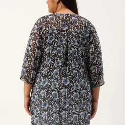 theRebelinme Blue & Off White Floral Print Shirt image 2