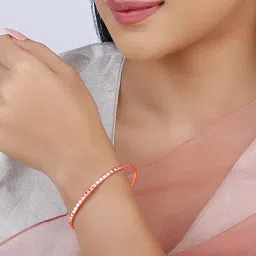 GIVA 92.5 Sterling Silver Rose Gold Linear Cuts Bangle image 2