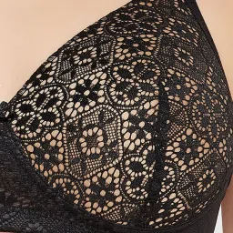 Clovia Black Lace Lace Full Coverage T-Shirt Bra image 5