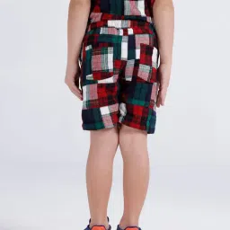 Kate & Oscar Boys Red Cotton Checks Shorts image 2