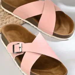 hoversoul Hoversole Women's Xena Mild Watermelon Cork Cross Strap Sandals image 1