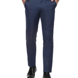 Van Heusen Navy Slim Fit Flat Front Trousers image 1