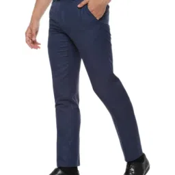 Van Heusen Navy Slim Fit Flat Front Trousers image 3