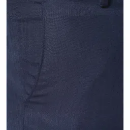 Van Heusen Navy Slim Fit Flat Front Trousers image 4