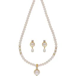 Sri Jagdamba Pearls Golden Necklace & Earrings Set-picture-43
