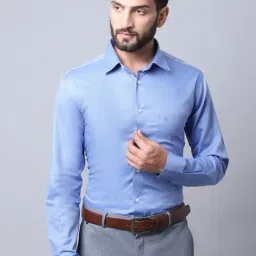 Cantabil Sky Blue Cotton Regular Fit Shirt-image-29