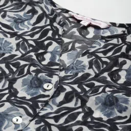 theRebelinme Blue & Off White Floral Print Shirt image 5