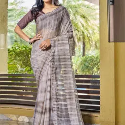 Satrani Grey Embellished Saree With Unstitched Blouse-image-80