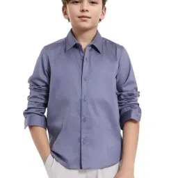 Rare Ones Boys Purple Cotton Blend Solid Shirt-image-3