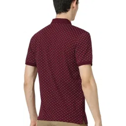 Peter England Maroon Regular Fit Printed Polo T-Shirt image 2