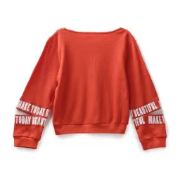 Under Fourteen Only Kids Orange Printed Full Sleeves Sweatshirt image 2