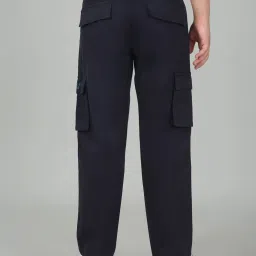 Cantabil Boy's Navy Blue Flat Front Mid Rise Full Length Solid Regular Fit Casual Cargo image 2