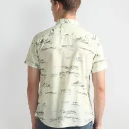 U.S. Polo Assn. Ivory Cotton Slim Fit Printed Shirt image 2