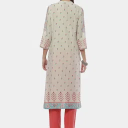 Biba Beige Cotton Printed Straight Kurta image 2