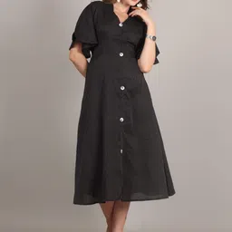 Jivitha Solid Bell Sleeve A-Line Dress-picture-32