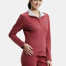 Jockey UL08 Women's Super Combed Cotton Elastane Full Zip High Neck Jacket With Front Pockets image 2