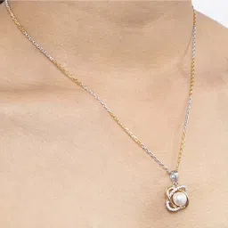 Clara 92.5 Sterling Silver Gold-Plated Swiss Zirconia Knot Pendant with Chain image 2