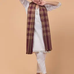 Tweedle Women Checked Woven Design Acrylic Shawl-image-57