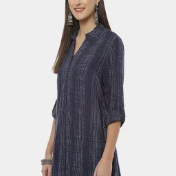 Biba Blue Printed A Line Short Kurti image 4