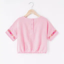 Ed-a-Mamma Kids Pink Cotton Embroidered Top image 2