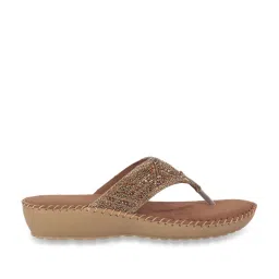 Walkway Women's Antic Gold Thong Wedges image 2