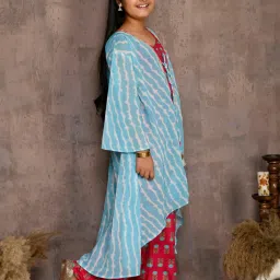 LilPicks Kids Red & Sky Printed Full Sleeves Top Set image 3