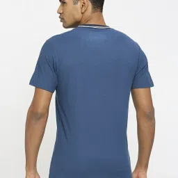 Basics Blue Cotton Muscle Fit T-Shirt image 2