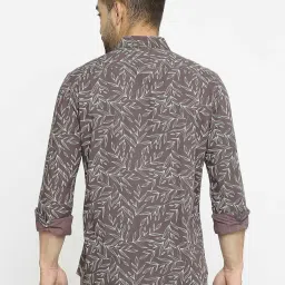 Basics Wine Cotton Slim Fit Printed Shirt image 2