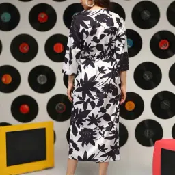 Pinacolada White & Black Regular Fit Printed Dress image 2