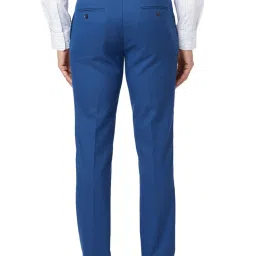Park Avenue Blue Classic Fit Texture Trousers image 2