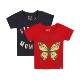 Bodycare Kids Red & Navy Cotton Printed T-Shirts - Pack of 2 (Antiviral Collection) image 1