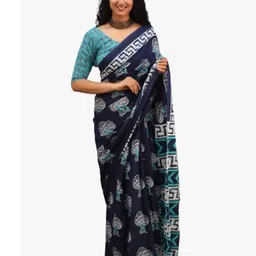 TROPWEAR Ikat Ethnic Motif Pure Cotton Saree-picture-35