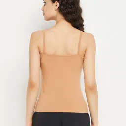 Clovia Beige Cotton Regular Fit Camisole image 2