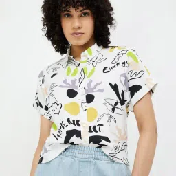 Ginger by Lifestyle White Viscose Printed Shirt-picture-21