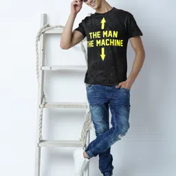 Huetrap Men Black Printed Round Neck T-shirt-picture-23