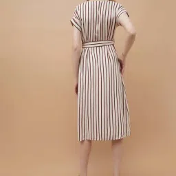 Fame Forever By Lifestyle Beige Regular Fit Striped Dress image 2