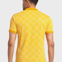 ColorPlus Yellow Cotton Tailored Fit Printed Polo T-Shirt image 2