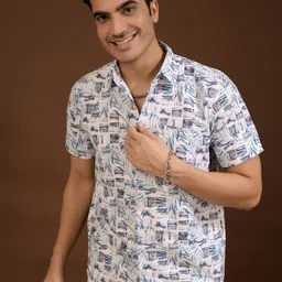 BAESD Men Standard Spread Collar Abstract Printed Polycotton Casual Shirt-picture-16